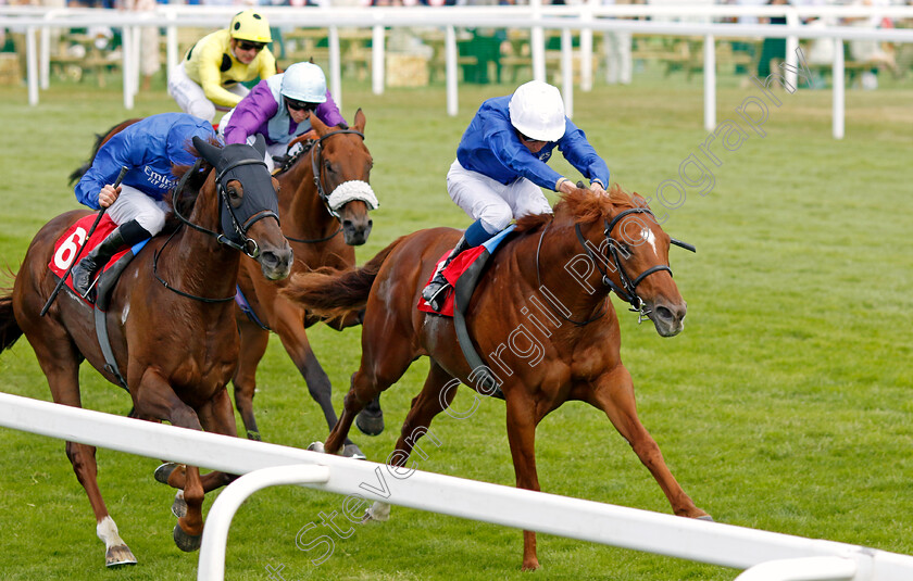 One-Nation-0004 
 ONE NATION (William Buick) beats GOLDEN SPEECH (left) in The Irish Stallion Farms EBF Novice Stakes
Sandown 1 Jul 2022 - Pic Steven Cargill / Racingfotos.com