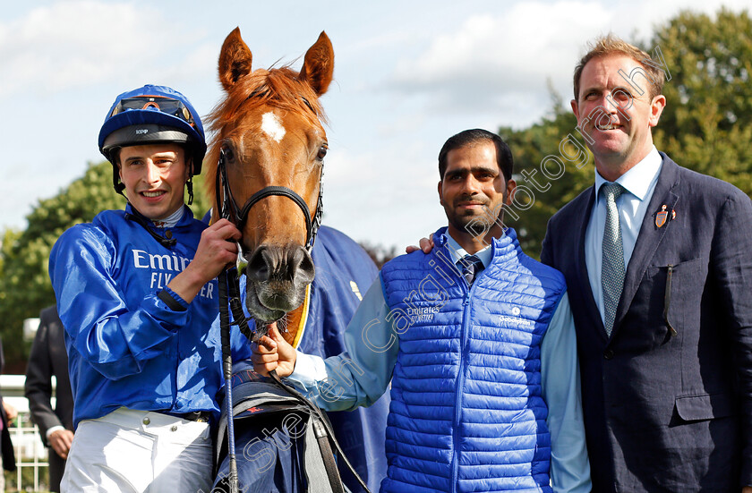 Modern-Games-0013 
 MODERN GAMES (William Buick) with Charlie Appleby after The Tattersalls Stakes
Newmarket 23 Sep 2021 - Pic Steven Cargill / Racingfotos.com