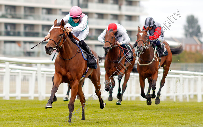 Pomelo-0003 
 POMELO (Harry Bentley) wins The Price Promise At bet365 Fillies Novice Stakes
Newbury 19 Jul 2020 - Pic Steven Cargill / Racingfotos.com