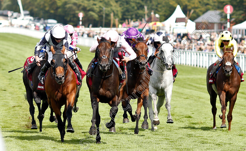 Too-Darn-Hot-0004 
 TOO DARN HOT (centre, Frankie Dettori) beats CIRCUS MAXIMUS (left) in The Qatar Sussex Stakes
Goodwood 31 Jul 2019 - Pic Steven Cargill / Racingfotos.com