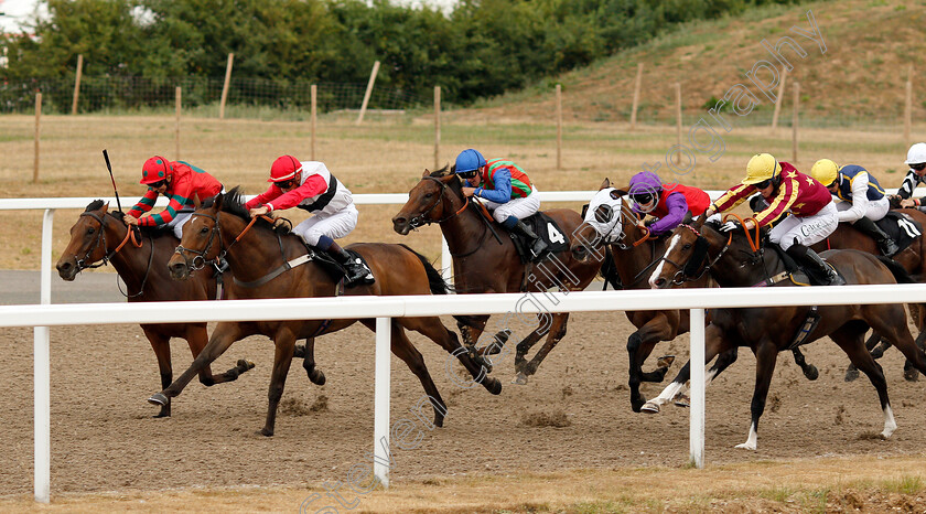 Mezmaar-0001 
 MEZMAAR (2nd left, Gary Mahon) beats AGENT OF FORTUNE (left) in The Hills Prospect Champagne Supanova Apprentice Handicap
Chelmsford 24 Jul 2018 - Pic Steven Cargill / Racingfotos.com