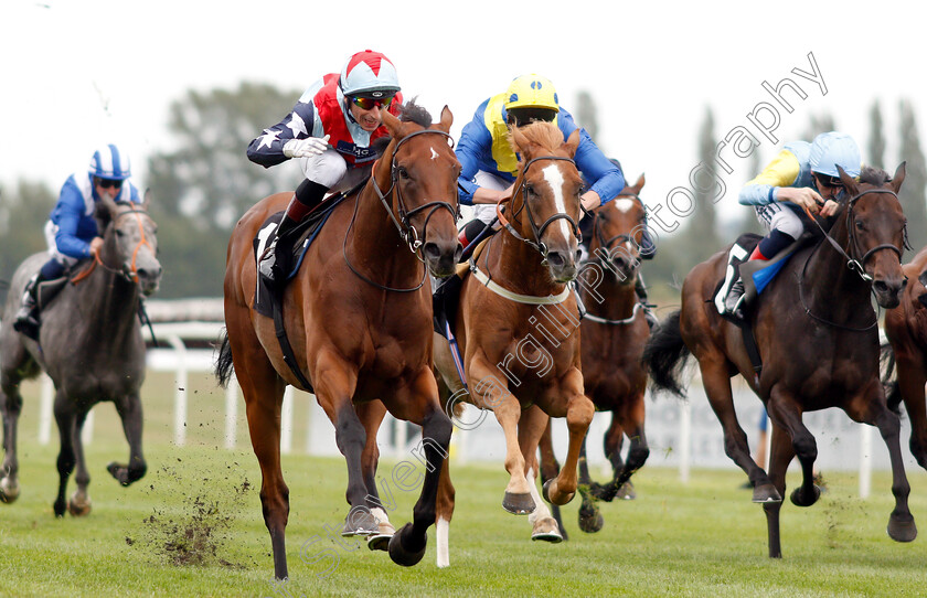 Sir-Dancealot-0004 
 SIR DANCEALOT (Gerald Mosse) beats DREAM OF DREAMS (centre) and TOMYRIS (right) in The Ladyswood Stud Hungerford Stakes
Newbury 18 Aug 2018 - Pic Steven Cargill / Racingfotos.com