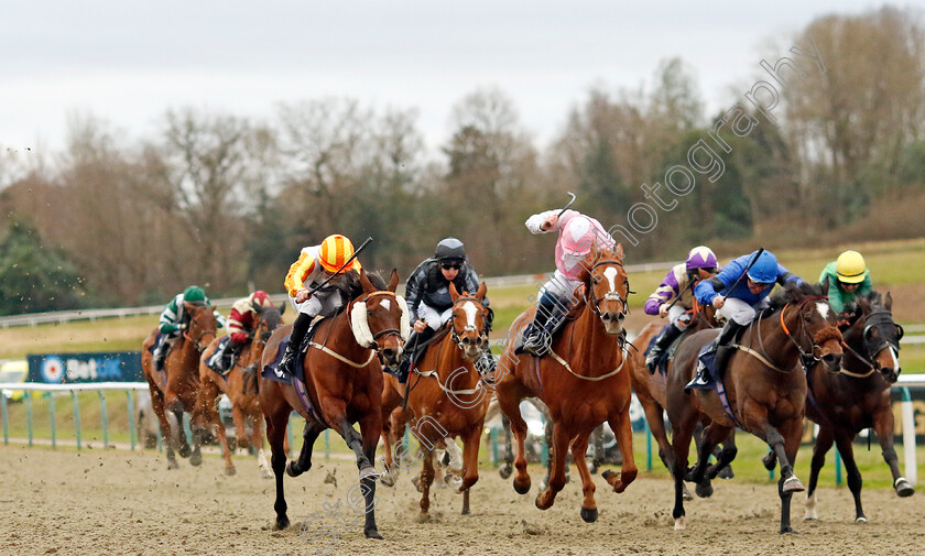 The-Conqueror-0006 
 THE CONQUEROR (left, Ethan Jones) beats FRAVANCO (centre) in The Boost Your Acca-Fenwa With BetUk Handicap
Lingfield 23 Dec 2023 - Pic Steven Cargill / Racingfotos.com