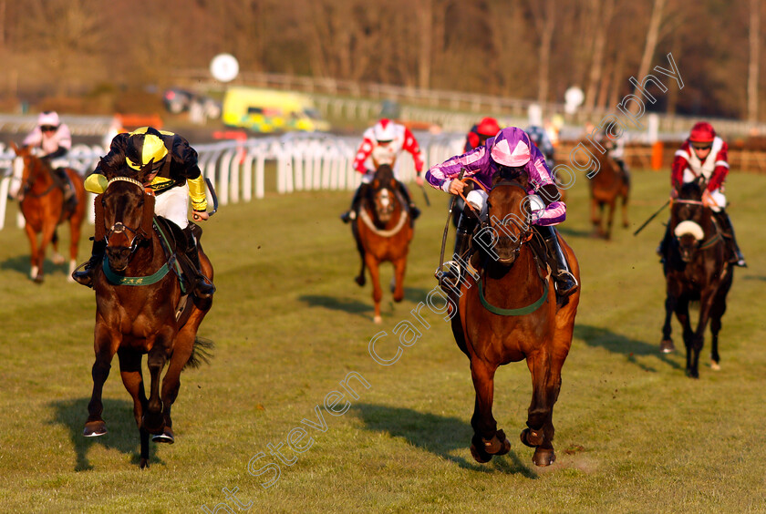 Oksana-0003 
 OKSANA (right, Jonathan England) beats ROMEO BROWN (left) in The Mansionbet Best Odds Guaranteed Handicap Hurdle
Market Rasen 19 Apr 2021 - Pic Steven Cargill / Racingfotos.com