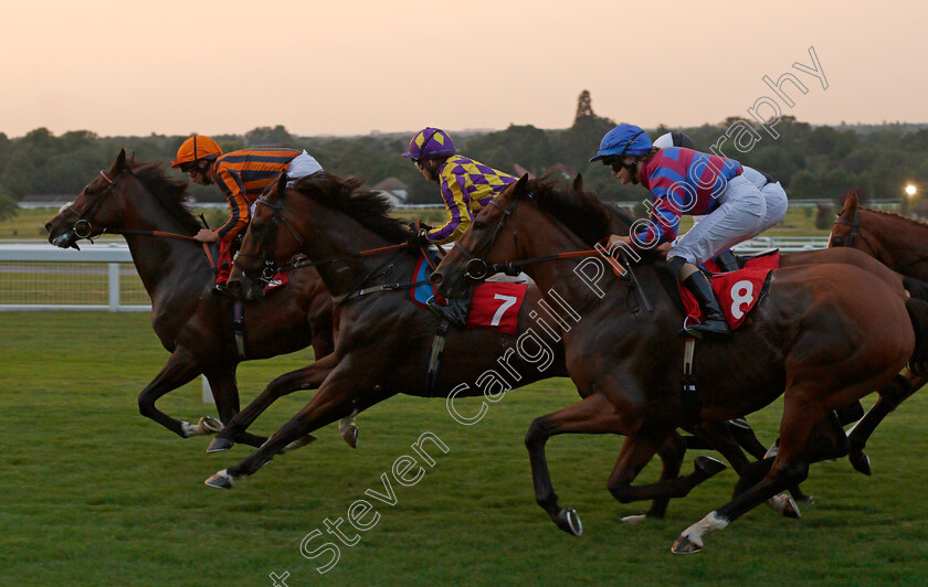 Dancing-Harry-0004 
 DANCING HARRY (Ryan Moore) leads ROAR (centre) and TYNECASTLE PARK (right) in The Owen Williams Handicap
Sandown 21 Jul 2021 - Pic Steven Cargill / Racingfotos.com