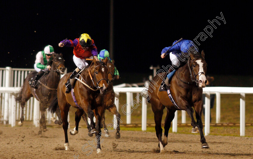 Da-Vinci-0002 
 DA VINCI (left, Joe Fanning) beats PITCHER'S POINT (right) in The Peter Andre Ladies Day Novice Stakes
Chelmsford 13 Feb 2020 - Pic Steven Cargill / Racingfotos.com