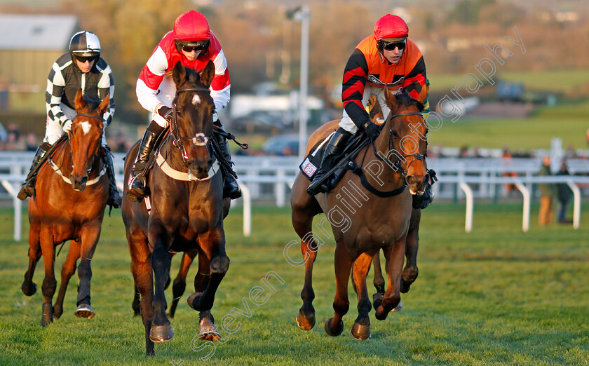 Slate-House-0001 
 SLATE HOUSE (2nd left, Harry Cobden) leads BEDROCK (right) in The Sky Bet Supreme Trial Novices Hurdle Cheltenham 19 Nov 2017 - Pic Steven Cargill / Racingfotos.com