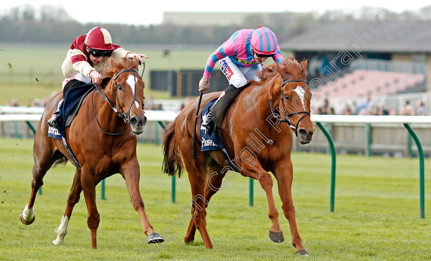 Examiner-0003 
 EXAMINER (right, Fran Berry) beats RED TEA (left) in The Plusvital Energene-Q10 Handicap Newmarket 17 Apr 2018 - Pic Steven Cargill / Racingfotos.com