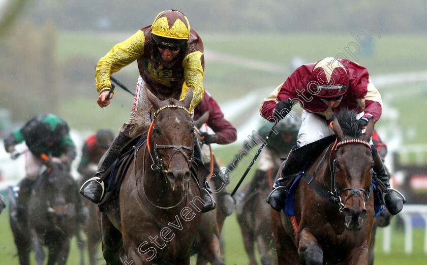 The-Mighty-Don-0002 
 THE MIGHTY DON (left, Leighton Aspell) beats SYKES (right) in The Pertemps Network Handicap Hurdle
Cheltenham 27 Oct 2018 - Pic Steven Cargill / Racingfotos.com