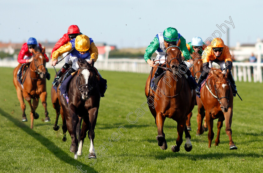 Arousing-0004 
 AROUSING (2nd right, Tom Marquand) beats VILLE DE GRACE (left) in The British EBF Fillies Novice Stakes
Yarmouth 17 Sep 2020 - Pic Steven Cargill / Racingfotos.com