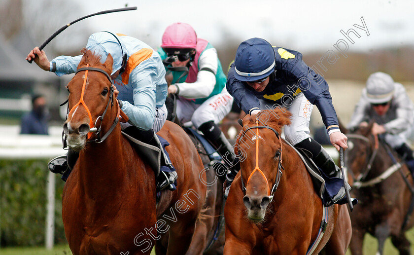 Soundslikethunder-0008 
 SOUNDSLIKETHUNDER (right, Rossa Ryan) beats LEXINGTON KNIGHT (left) in The Unibet Novice Stakes Div2
Doncaster 28 Mar 2021 - Pic Steven Cargill / Racingfotos.com