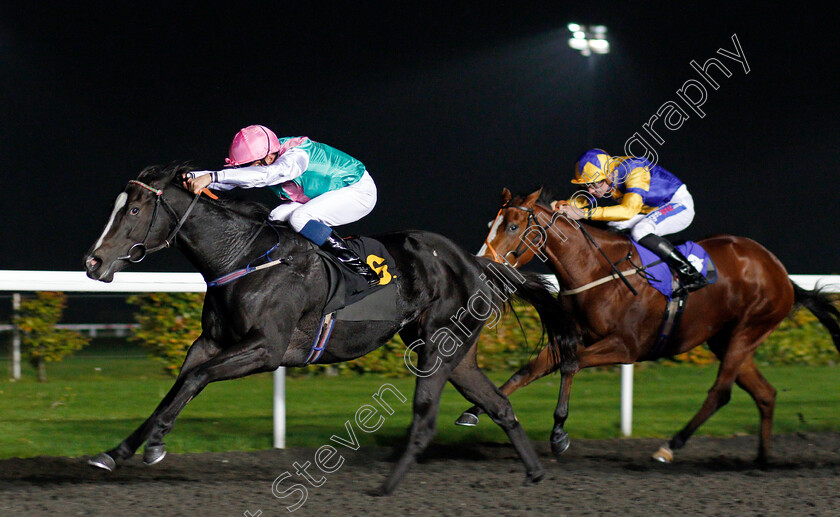 Revalue-0002 
 REVALUE (William Buick) wins The 32Red On The App Store Fillies Novice Stakes Div2 Kempton 18 Oct 2017 - Pic Steven Cargill / Racingfotos.com