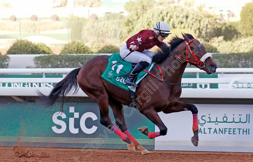 Medbaas-0003 
 MEDBAAS (Joanna Mason) wins The International Jockey Challenge R2 
King Abdulziz Racecourse, Kingdom of Saudi Arabia, 24 Feb 2023 - Pic Steven Cargill / Racingfotos.com