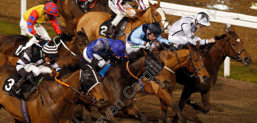 Samphire-Coast-0004 
 SAMPHIRE COAST (left, Ben Curtis) beats GLOBAL ART (2nd left) DIRECTORY (2nd right) and GEIZY TEIZY (right) in The Bet totetrifecta At totesport.com Handicap
Chelmsford 28 Nov 2019 - Pic Steven Cargill / Racingfotos.com