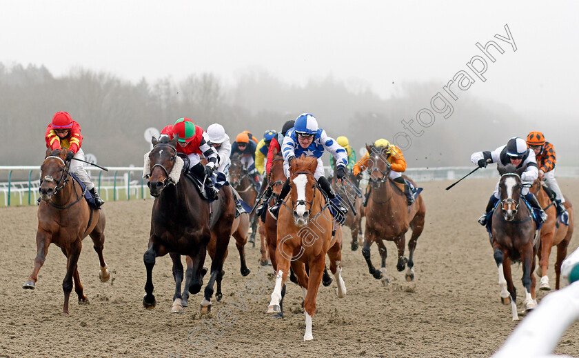 Party-Island-0001 
 PARTY ISLAND (centre, George Bass) beats SUBLIMINAL (2nd left) and EL CONQUISTADOR (left) in The Heed Your Hunch At Betway Handicap
Lingfield 9 Jan 2021 - Pic Steven Cargill / Racingfotos.com