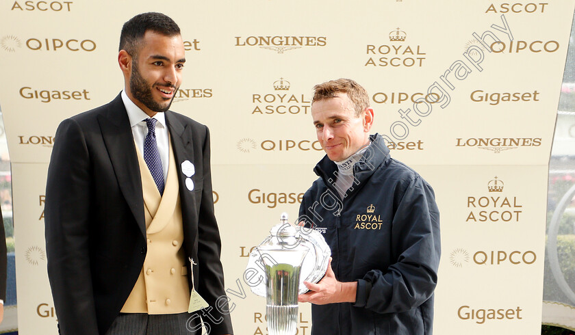 Leading-Jockey-0001 
 Presentation by Sheikh Fahad Al Thani to Ryan Moore for leading jockey
Royal Ascot 23 Jun 2018 - Pic Steven Cargill / Racingfotos.com