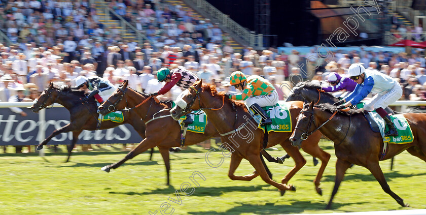 Soapy-Stevens-0001 
 SOAPY STEVENS (black diamonds, Franny Norton) beats RED FLYER (orange) in The bet365 Trophy
Newmarket 8 Jul 2022 - Pic Steven Cargill / Racingfotos.com