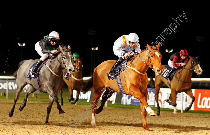 Watheer-0004 
 WATHEER (right, Ben Curtis) beats WHERE NEXT JO (left) in The Bombardier Golden Beer Classified Stakes
Wolverhampton 21 Feb 2020 - Pic Steven Cargill / Racingfotos.com