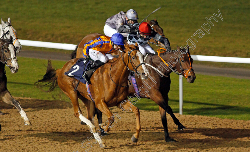 Guroor-0004 
 GUROOR (left, Stefano Cherchi) beats FAIR STAR (right) in The Play 4 To Win At Betway Handicap
Wolverhampton 24 Nov 2020 - Pic Steven Cargill / Racingfotos.com