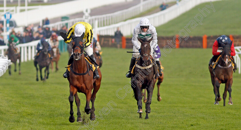 Allmankind-0006 
 ALLMANKIND (left, Harry Skelton) beats BOTOX HAS (centre) in The JCB Triumph Trial Juvenile Hurdle
Cheltenham 16 Nov 2019 - Pic Steven Cargill / Racingfotos.com