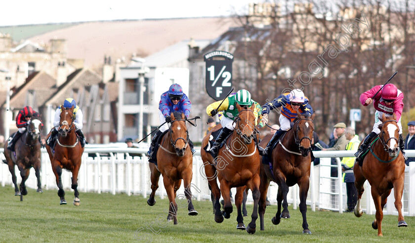 Tanasoq-0001 
 TANASOQ (centre, Graham Lee) beats EL ASTRONAUTE (right) and TARBOOSH (2nd right) in The Borderlescott Sprint Trophy Stakes
Musselburgh 2 Apr 2019 - Pic Steven Cargill / Racingfotos.com