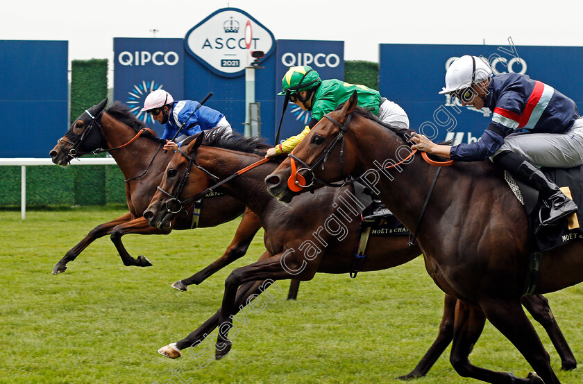 Danyah-0004 
 DANYAH (farside, William Buick) beats STAR OF ORION (centre) and DANCE FEVER (nearside) in The Moet & Chandon International Stakes
Ascot 24 Jul 2021 - Pic Steven Cargill / Racingfotos.com