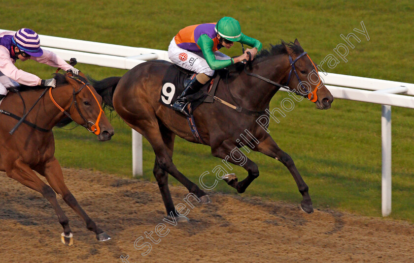 Episcia-0006 
 EPISCIA (right, Aaron Jones) beats GHEPARDO (left) in The Bet toteJackpot At betfred.com Novice Auction Stakes Chelmsford 26 Sep 2017 - Pic Steven Cargill / Racingfotos.com