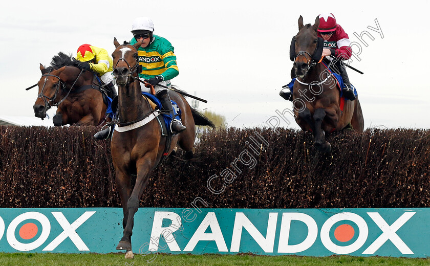 Jonbon-0003 
 JONBON (centre, Nico de Boinville) beats PROTEKTORAT (left) and CONFLATED (right) in The My Pension Expert Melling Chase
Aintree 12 Apr 2024 - Pic Steven Cargill / Racingfotos.com