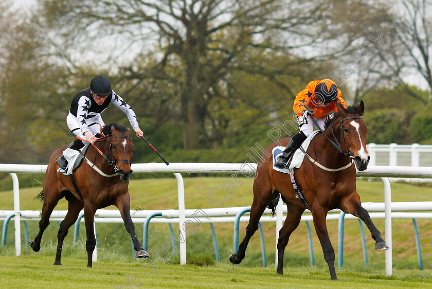 Bahamian-Dollar-0006 
 BAHAMIAN DOLLAR (Silvestre De Sousa) beats BERBARDO O'REILLY (left) in The Totescoop6 Play Today Handicap Leicester 28 Apr 2018 - Pic Steven Cargill / Racingfotos.com