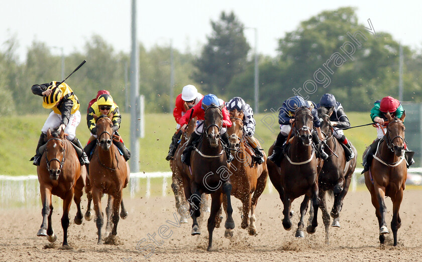 Clubbable-0003 
 CLUBBABLE (centre, Paul Hanagan) beats CROSSING THE LINE (2nd right) and IMAGE (left) in The Bet totescoop6 At totesport.com Fillies Handicap
Chelmsford 13 Jun 2018 - Pic Steven Cargill / Racingfotos.com