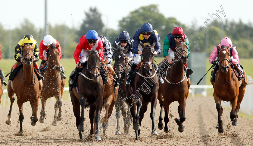 Clubbable-0005 
 CLUBBABLE (2nd left, Paul Hanagan) beats CROSSING THE LINE (centre) in The Bet totescoop6 At totesport.com Fillies Handicap
Chelmsford 13 Jun 2018 - Pic Steven Cargill / Racingfotos.com