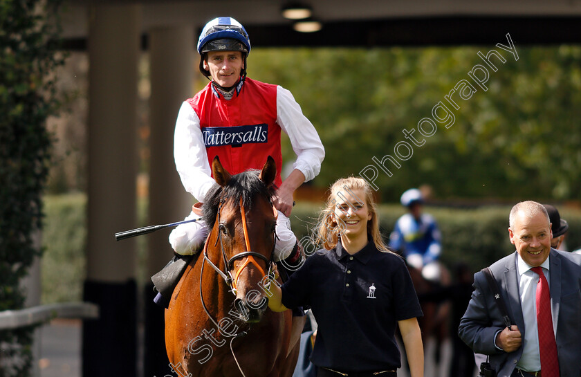 Cloak-And-Dagger-0006 
 CLOAK AND DAGGER (Adam KIrby) with Clive Cox after The Italian Tourist Board British EBF Novice Auction Stakes
Ascot 7 Sep 2018 - Pic Steven Cargill / Racingfotos.com