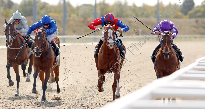 Oh-This-Is-Us-0002 
 OH THIS IS US (right, Ryan Moore) beats ANIMAL INSTINCT (2nd right) DUBAI LEGACY (2nd left) and BLOWN BY WIND (left) in The CCR Handicap
Chelmsford 20 Sep 2020 - Pic Steven Cargill / Racingfotos.com