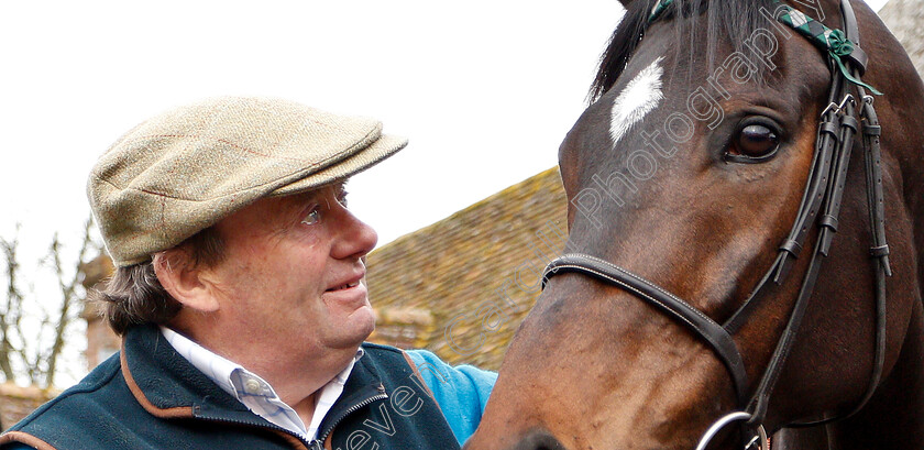 Altior-0009 
 ALTIOR with Nicky Henderson
Lambourn 18 Feb 2019 - Pic Steven Cargill / Racingfotos.com