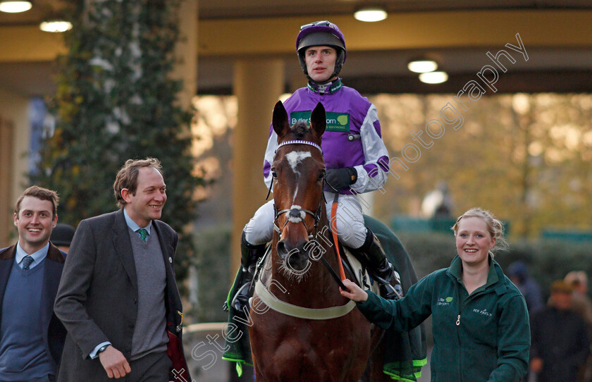 Nestor-Park-0006 
 NESTOR PARK (David Bass) with Ben Pauling after The Elite AV Standard Open National Hunt Flat Race Ascot 25 Nov 2017 - Pic Steven Cargill / Racingfotos.com