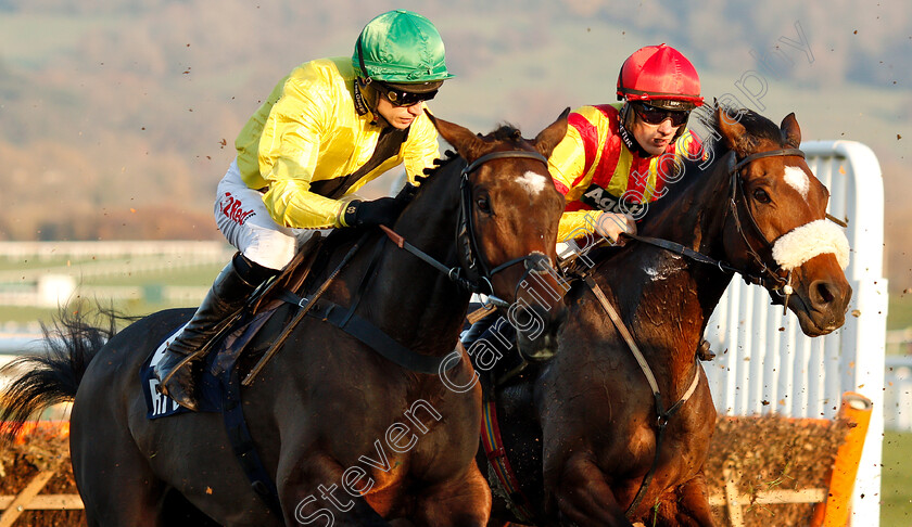 Boyhood-and-Goodbye-Dancer-0001 
 BOYHOOD (left, Paddy Brennan) with GOODBYE DANCER (right, Sam Twiston-Davies)
Cheltenham 17 Nov 2018 - Pic Steven Cargill / Racingfotos.com