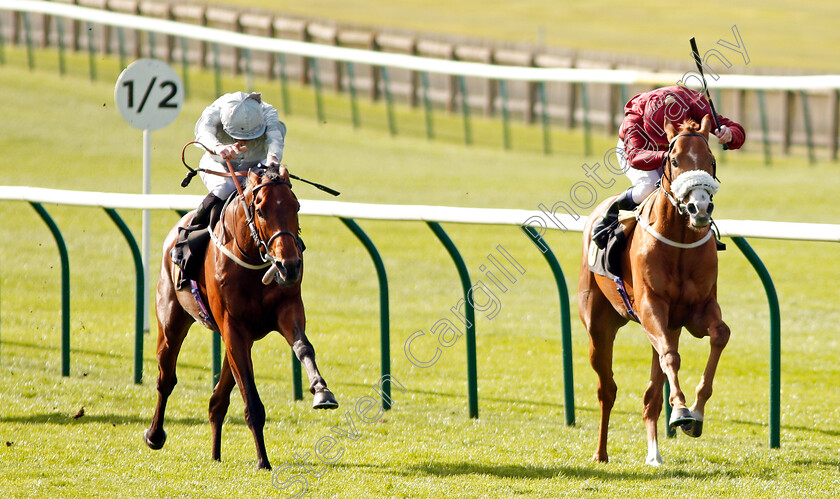 Mildenberger-0001 
 MILDENBERGER (left, James Doyle) beats FORTUNE'S PEARL (right) in The bet365 Feilden Stakes Newmarket 17 Apr 2018 - Pic Steven Cargill / Racingfotos.com