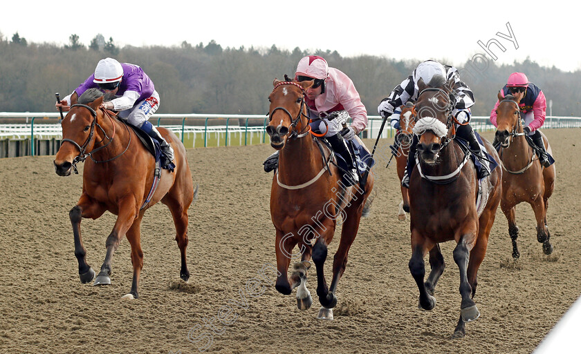 Mimram-0002 
 MIMRAM (centre, Robert Winston) beats ODDS ON OLI (right) and SOLID MAN (left) in The 32Red.com Handicap Lingfield 23 Feb 2018 - Pic Steven Cargill / Racingfotos.com