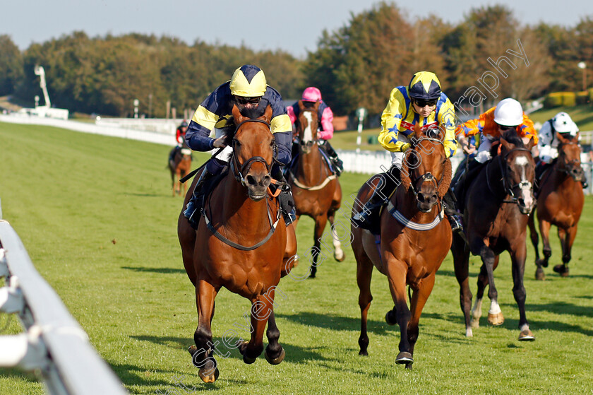 Sweet-Reward-0004 
 SWEET REWARD (left, Hector Crouch) beats LYNDON B (centre) in the Jackson-Stops Handicap
Goodwood 22 Sep 2021 - Pic Steven Cargill / Racingfotos.com