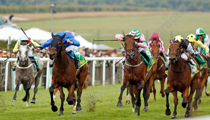 First-Conquest-0004 
 FIRST CONQUEST (left, William Buick) beats TREASURE TIME (right) in The bet365 Mile Handicap
Newmarket 13 Jul 2024 - Pic Steven Cargill / Racingfotos.com