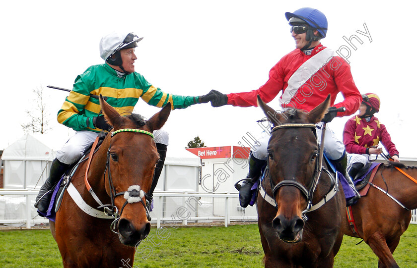 Champ-0007 
 CHAMP (Barry Geraghty) congratulated by Paul Townend on ALLAHO after The RSA Insurance Novices Chase
Cheltenham 11 Mar 2020 - Pic Steven Cargill / Racingfotos.com