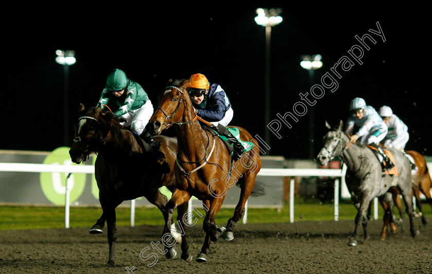 Madame-Tantzy-0003 
 MADAME TANTZY (right, Charles Bishop) beats NOOSHIN (left) in The 32Red On The App Store Fillies Novice Stakes Div2
Kempton 23 Mar 2019 - Pic Steven Cargill / Racingfotos.com