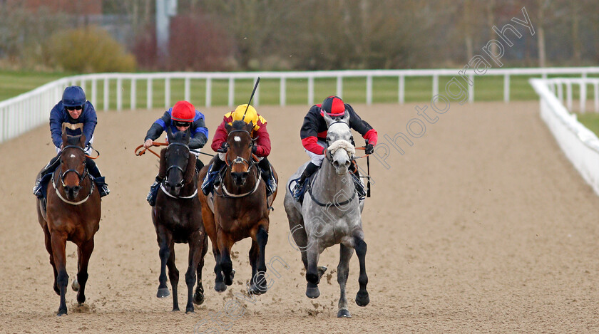 Lorna-Cole-0002 
 LORNA COLE (right, Josephine Gordon) beats SLOWMO (2nd right) REQUINTO DAWN (2nd left) and STEELRIVER (left) in The Betway Claiming Stakes
Wolverhampton 13 Mar 2021 - Pic Steven Cargill / Racingfotos.com