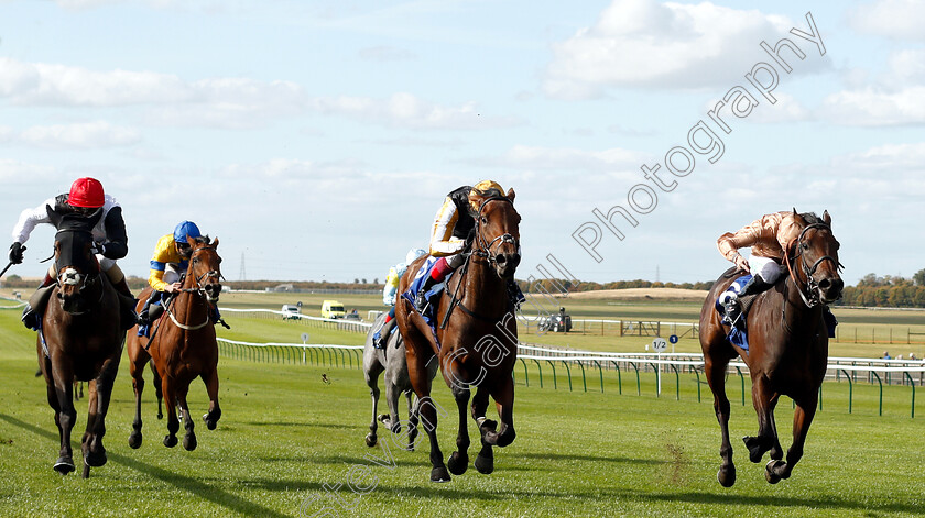 Highgarden-0001 
 HIGHGARDEN (centre, Frankie Dettori) beats MRS SIPPY (right) and CRIMSON ROSETTE (left) in The Princess Royal Nayef Stakes
Newmarket 28 Sep 2018 - Pic Steven Cargill / Racingfotos.com