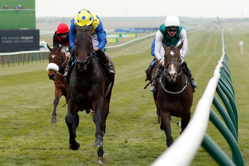 Solid-Stone-0005 
 SOLID STONE (left, Ryan Moore) beats WAR TIGER (right) in The bet365 Handicap
Newmarket 16 Apr 2019 - Pic Steven Cargill / Racingfotos.com