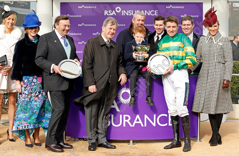 Champ-0012 
 Presentation by Zara Tindall to J P McManus, Nicky Henderson, Barry Geraghty and Archie McCoy for The RSA Insurance Novices Chase won by CHAMP
Cheltenham 11 Mar 2020 - Pic Steven Cargill / Racingfotos.com