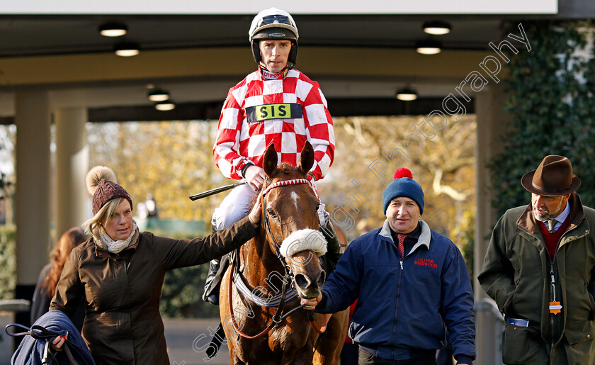 Toviere-0005 
 TOVIERE (Leighton Aspell) after The BAM Construct UK Novices Handicap Chase Ascot 25 Nov 2017 - Pic Steven Cargill / Racingfotos.com