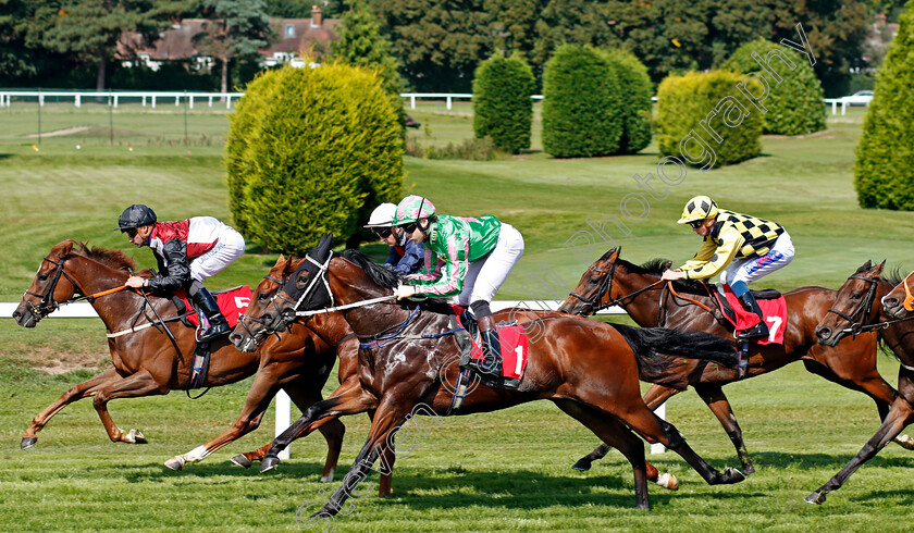 Spoof-0005 
 SPOOF (nearside, Callum Shepherd) beats THE GOLDEN CUE (farside) in The Watch Racing UK On Sky 432 Nursery Sandown 1 Sep 2017 - Pic Steven Cargill / Racingfotos.com