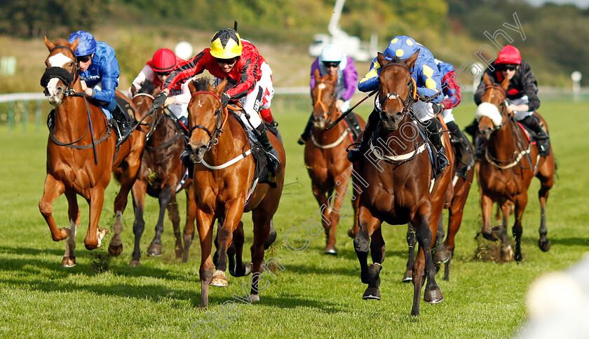 Sweet-Madness-0002 
 SWEET MADNESS (right, Gemma Tutty) beats FOUR NOTES (centre) in The Join Racing TV Now Nursery
Nottingham 13 Oct 2021 - Pic Steven Cargill / Racingfotos.com