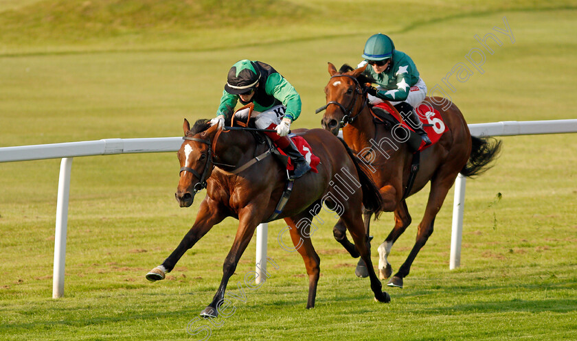 Porsche-Cavalier-0001 
 PORSCHE CAVALIER (David Egan) beats LADY FANTASIA (right) in The British Stallion Studs EBF Maiden Fillies Stakes
Sandown 21 Jul 2021 - Pic Steven Cargill / Racingfotos.com